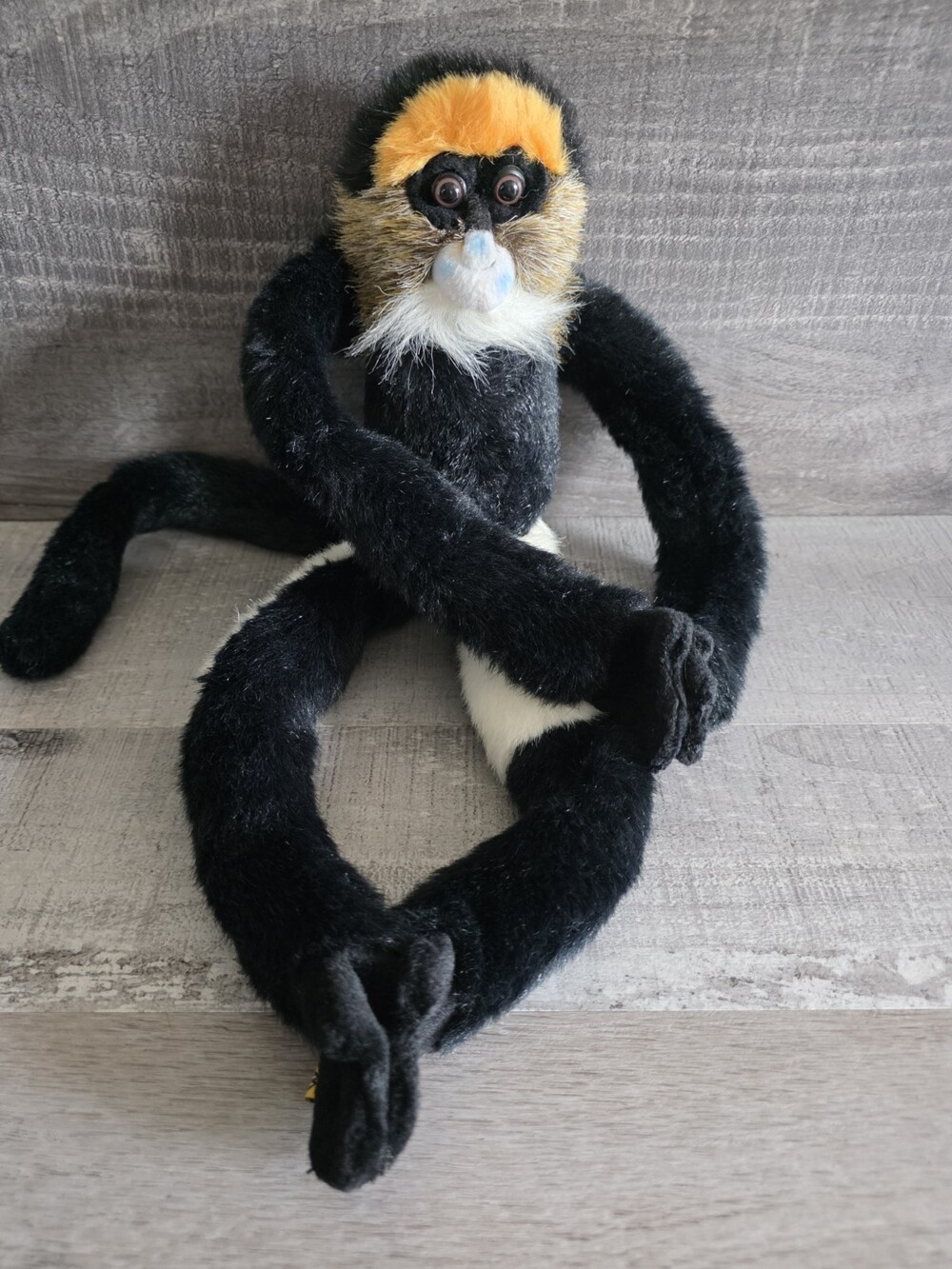 K&M International Wild Republic Plush Black Hanging Monkey 17" Retired 1999 b193